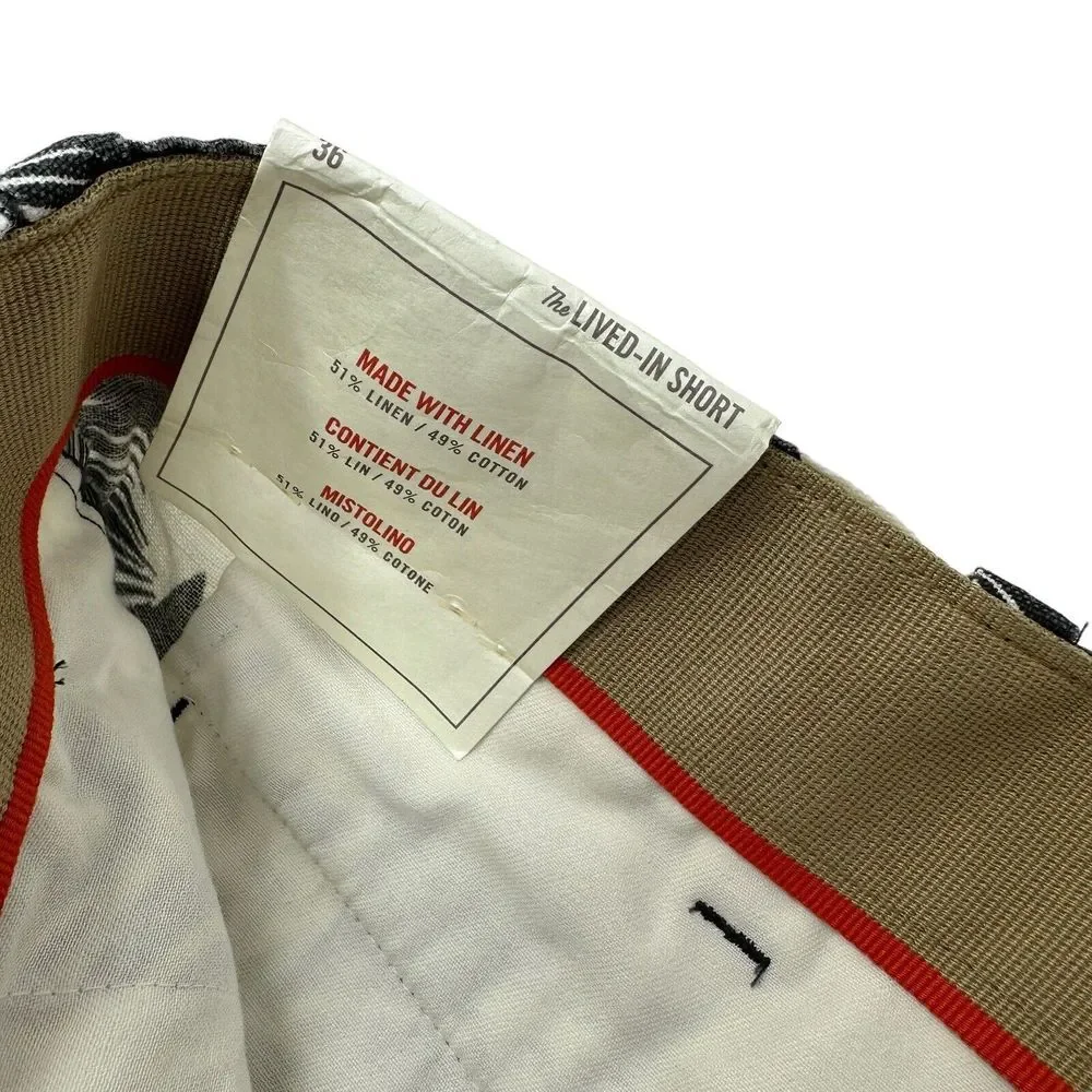 GAP The Lived-In Shorts NWT Linen Blend Gray White Floral Flat‎ Front Men's 36
